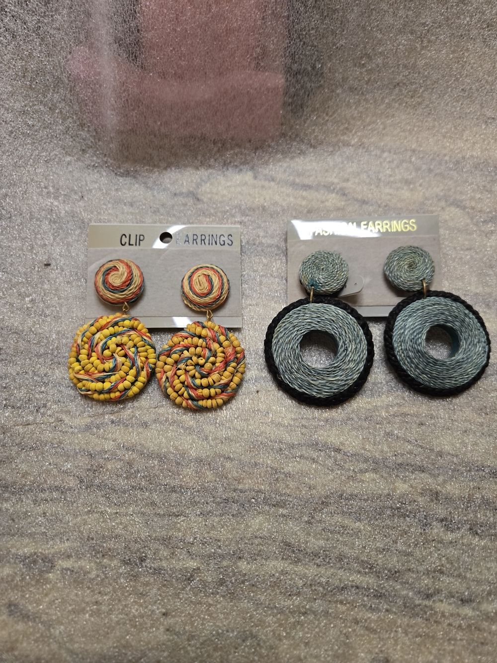 Yellow Multicolor Spiral Clip-On Earrings - Women Accessories